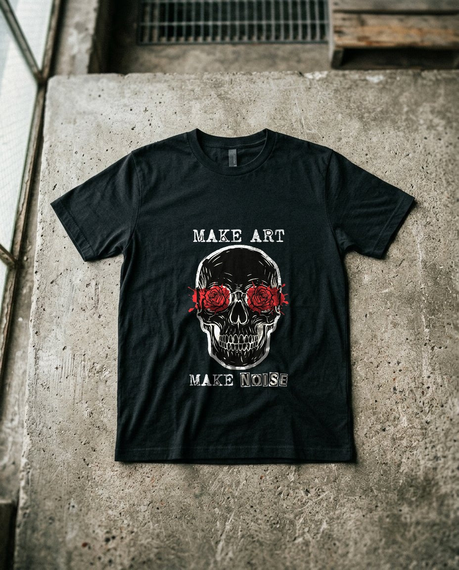 Make Art Make Noise Linocut Skull — lifestyle photo