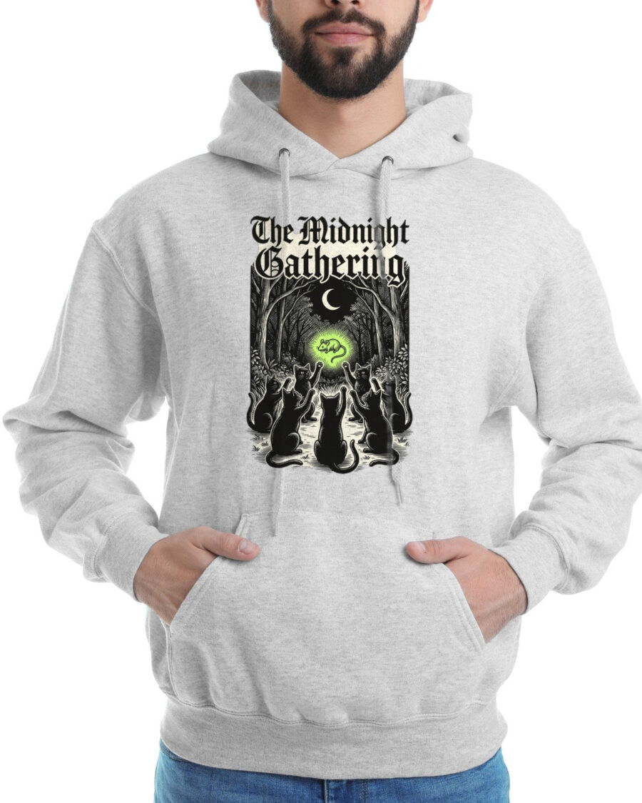 Midnight Coven Catnip Ritual Tee Hoodie — lifestyle photo