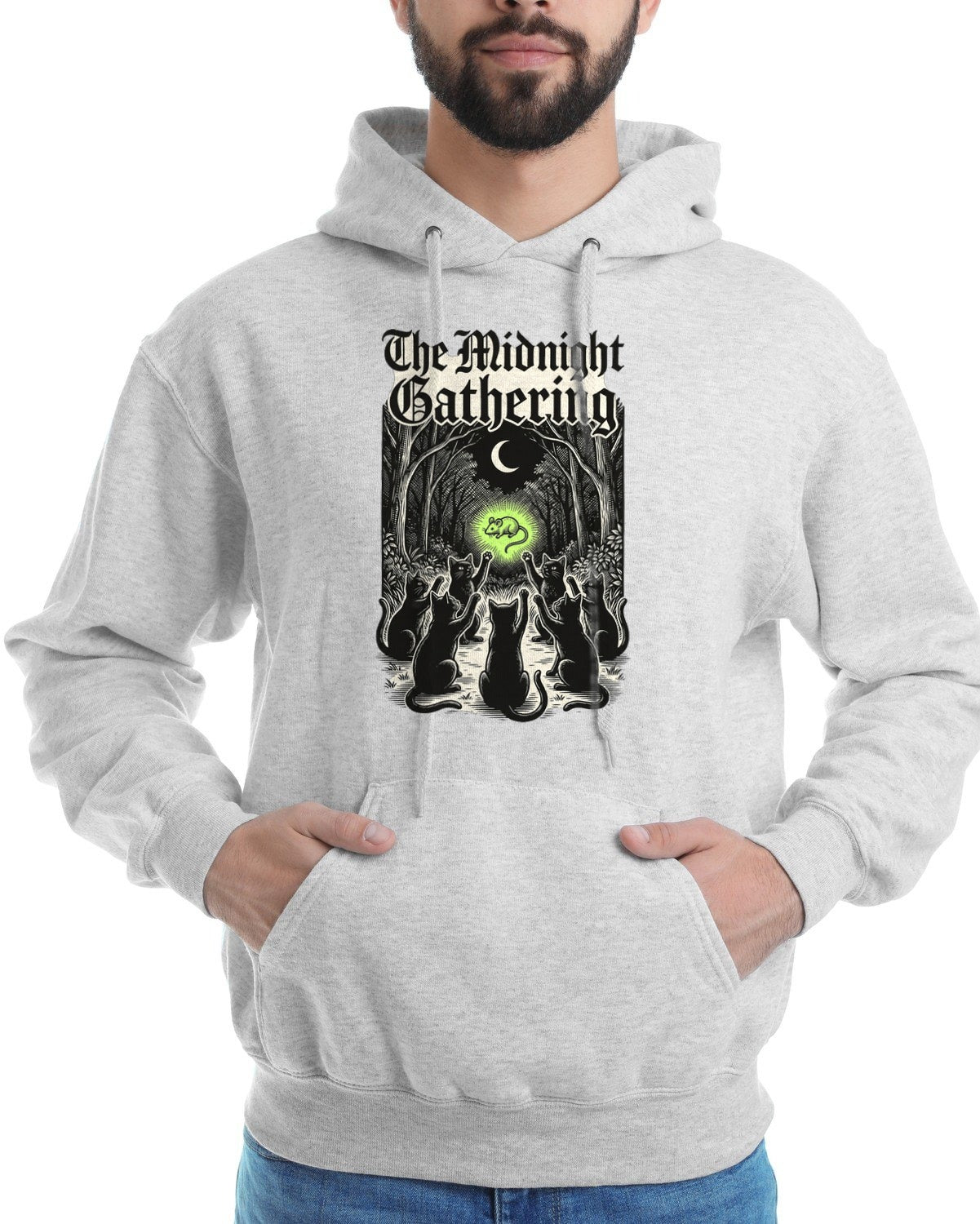 Midnight Coven Catnip Ritual Tee Hoodie — lifestyle photo