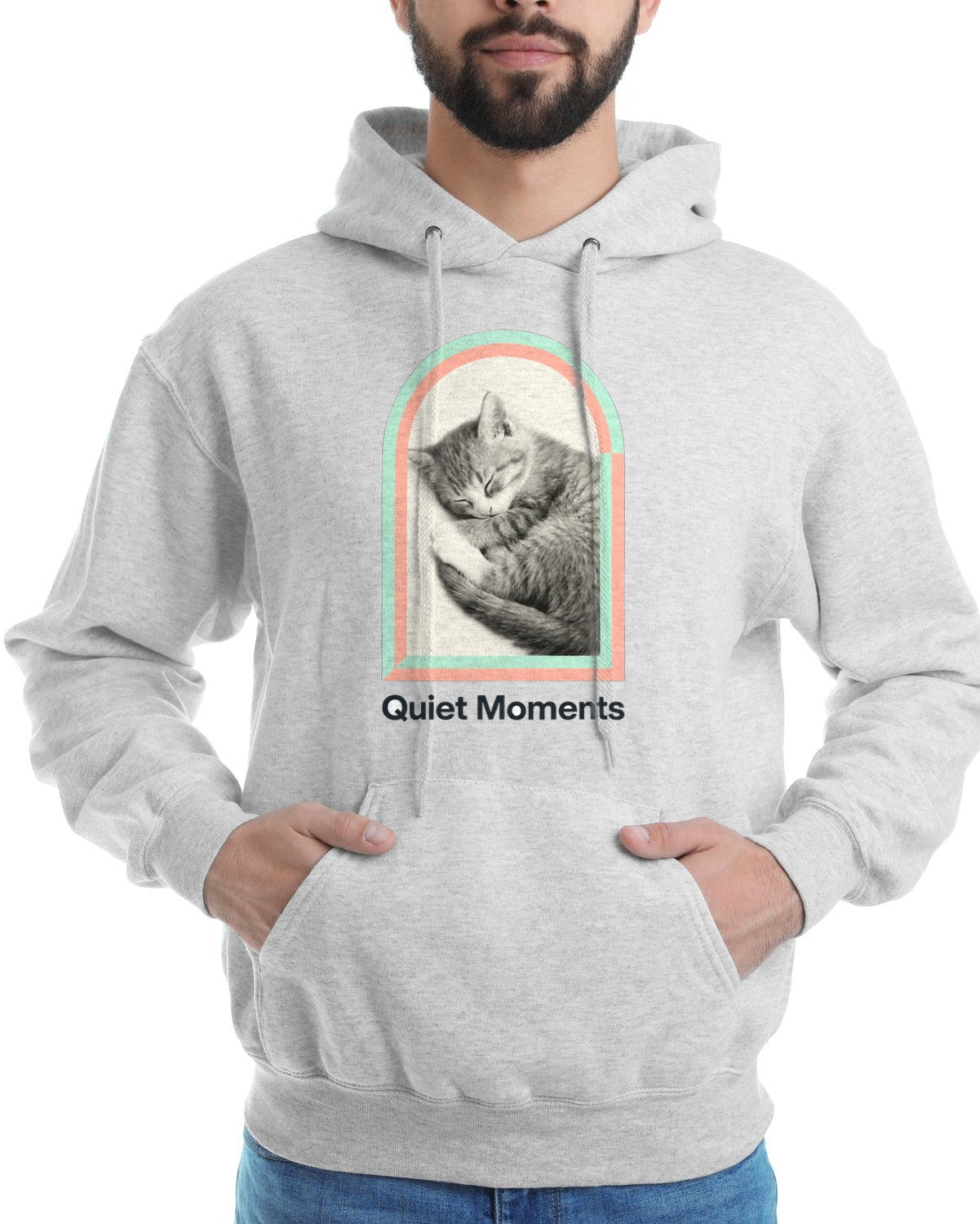 Pastel Window Dreaming Kitten Hoodie — lifestyle photo