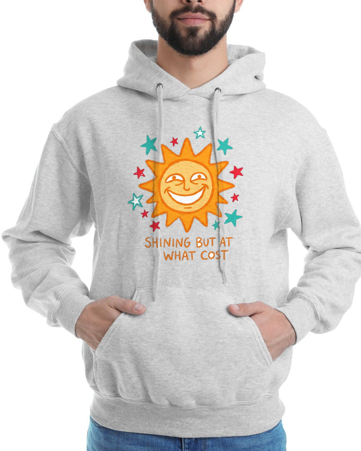 Shining But At What Cost Sun Doodle Hoodie — lifestyle photo