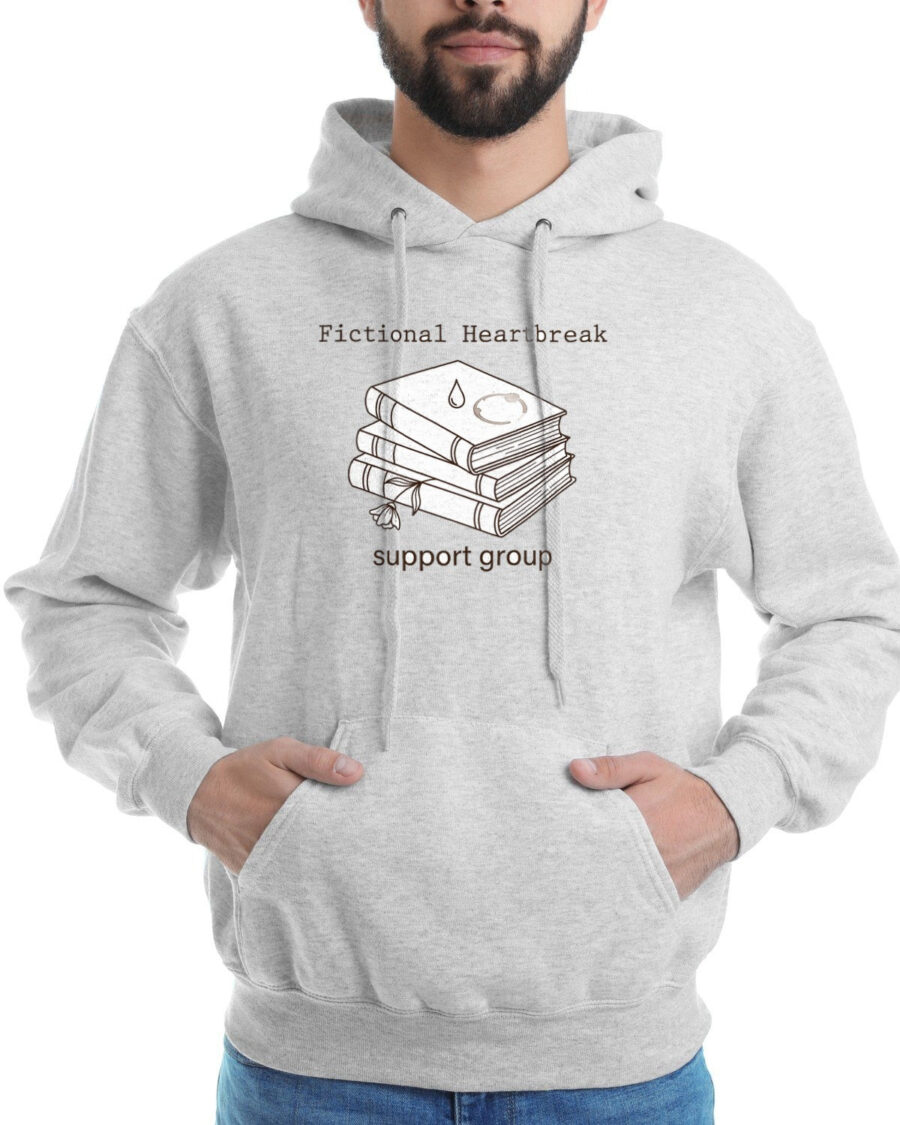 Fictional Heartbreak Support Group Hoodie — lifestyle photo