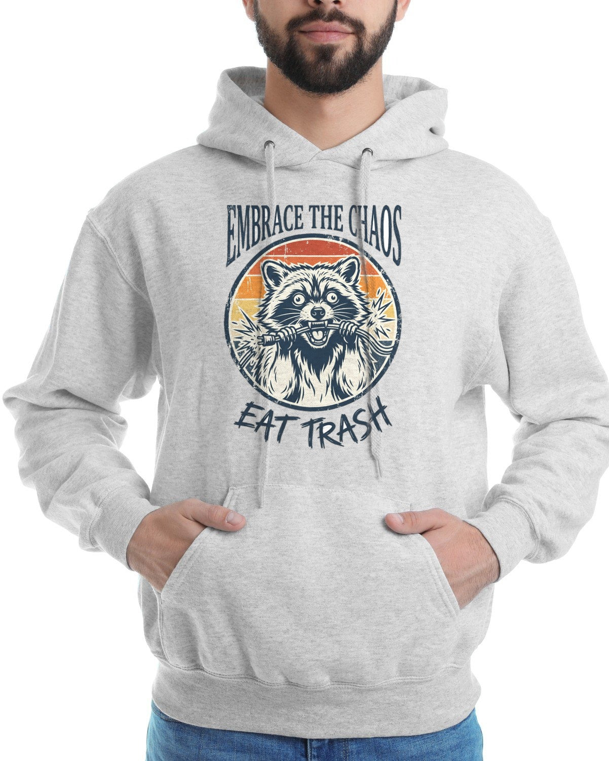 Feral & Free Retro Trash Panda Hoodie — lifestyle photo