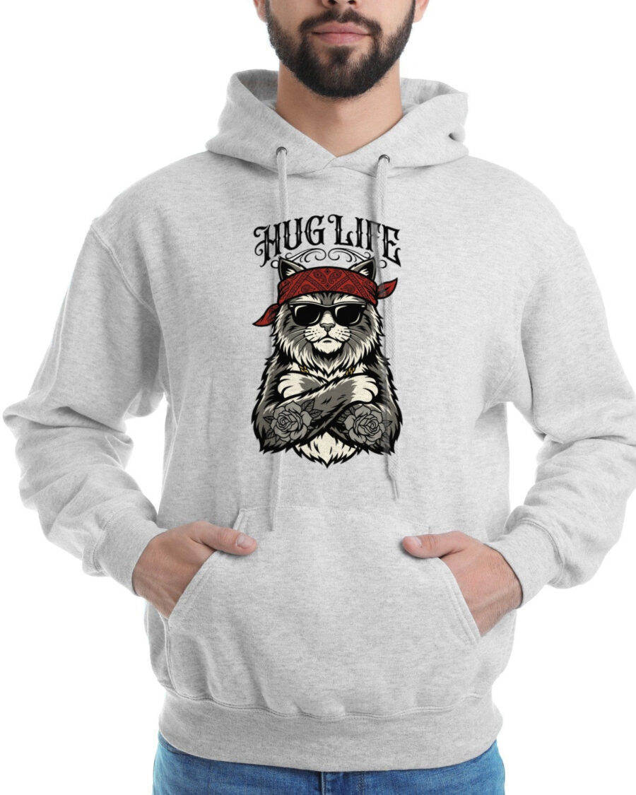 Hug Life Hardcore Bandana Feline Hoodie — lifestyle photo