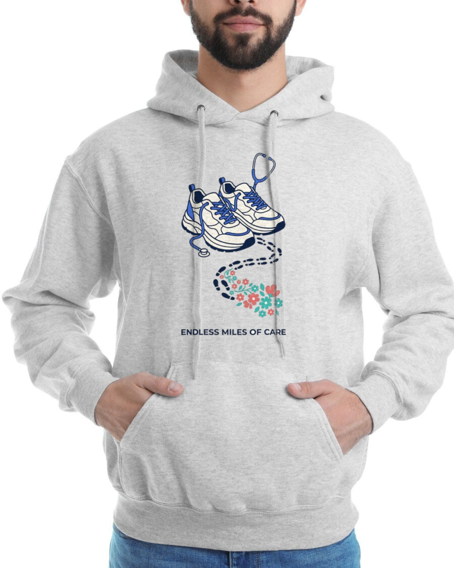 Miles of Care Floral Sneaker Hoodie — lifestyle photo