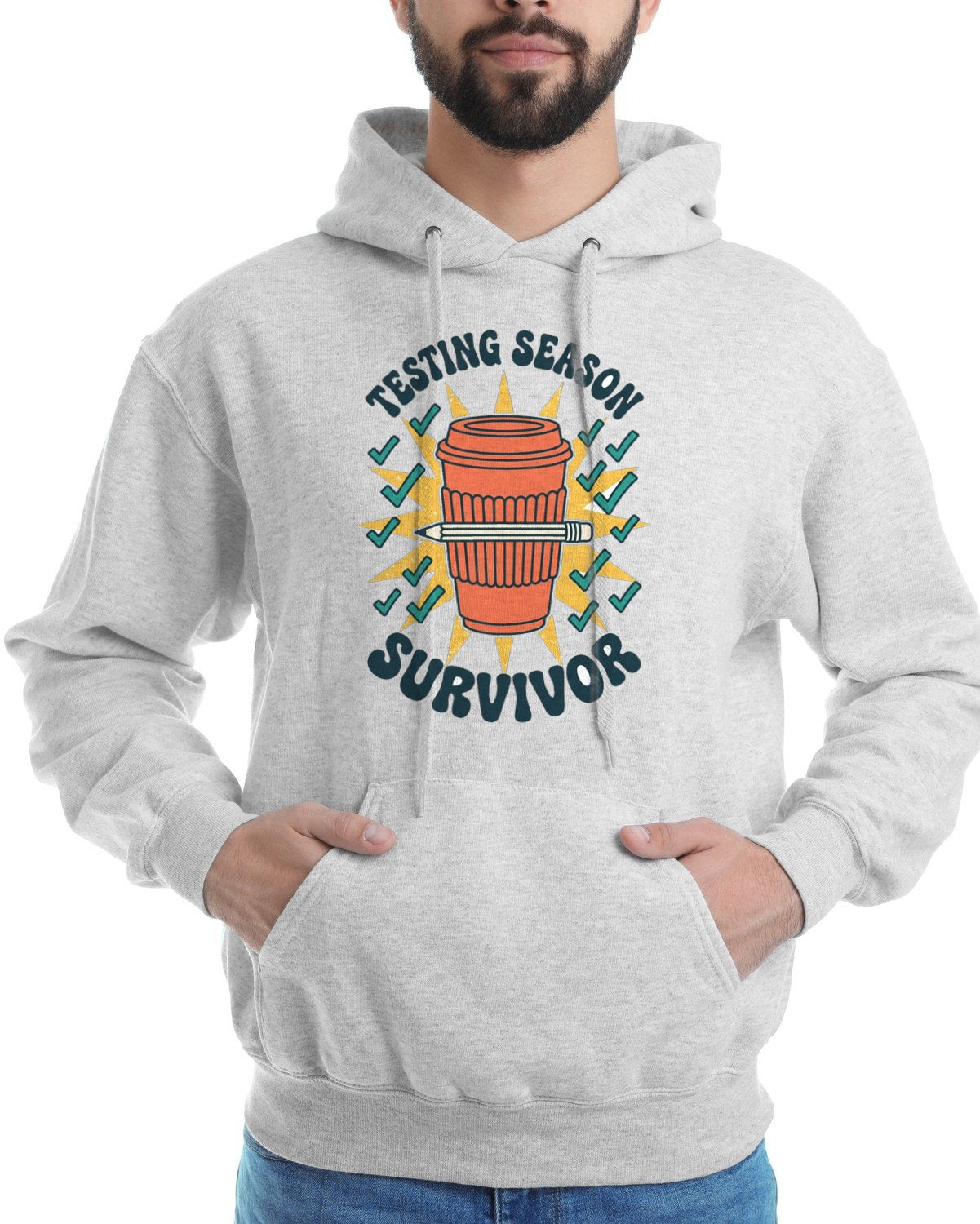 Testing Season Survivor Groovy Cup Hoodie — lifestyle photo
