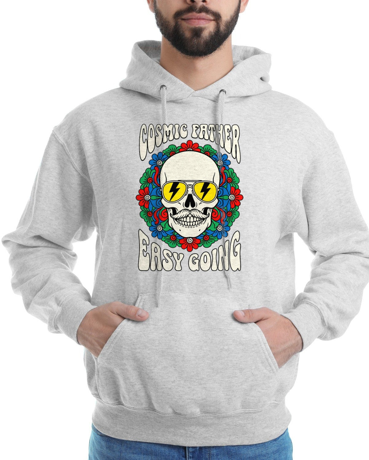 Cosmic Father Psychedelic Skull Hoodie — lifestyle photo