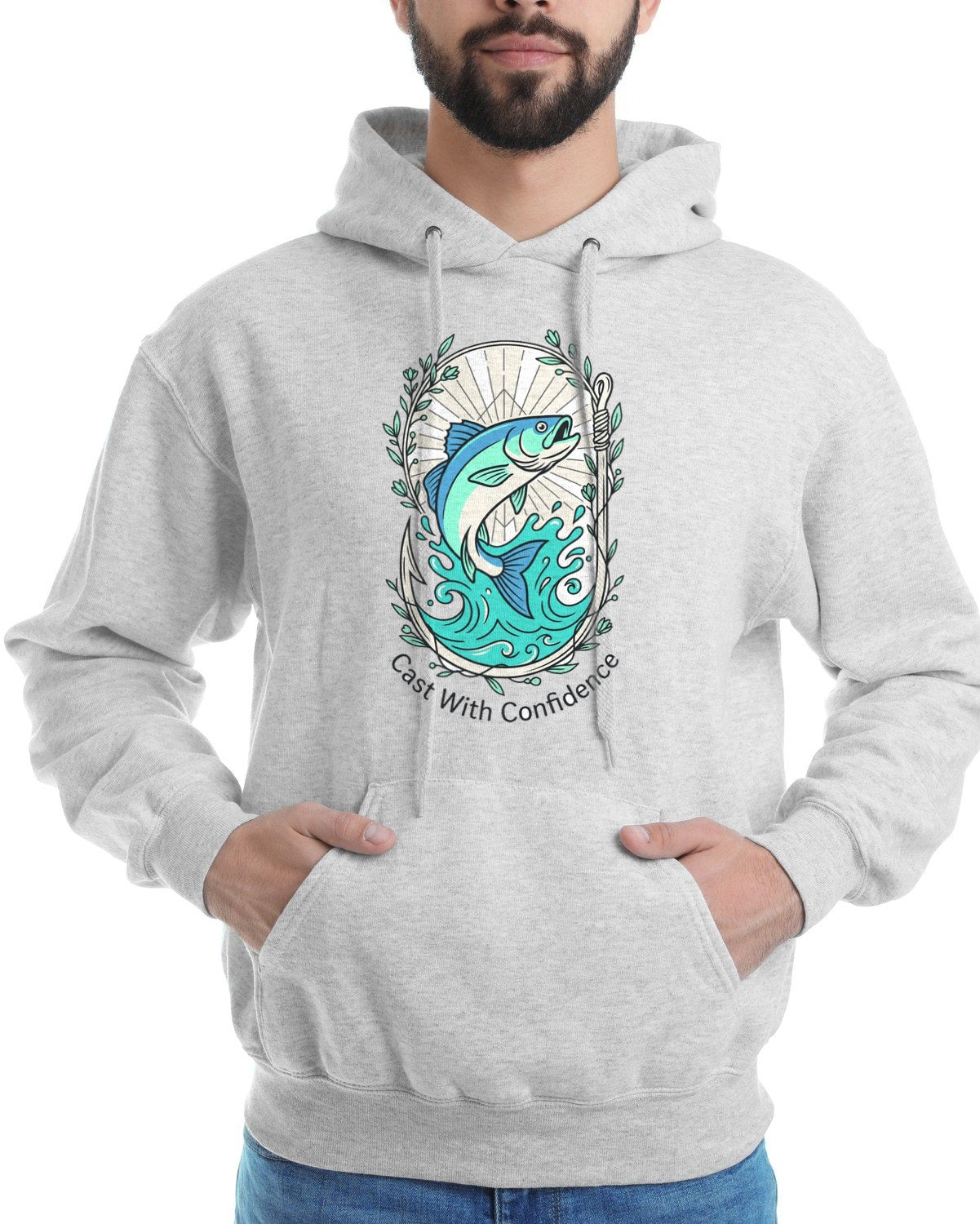 Reel Strength Floral Hook Fishing Hoodie — lifestyle photo