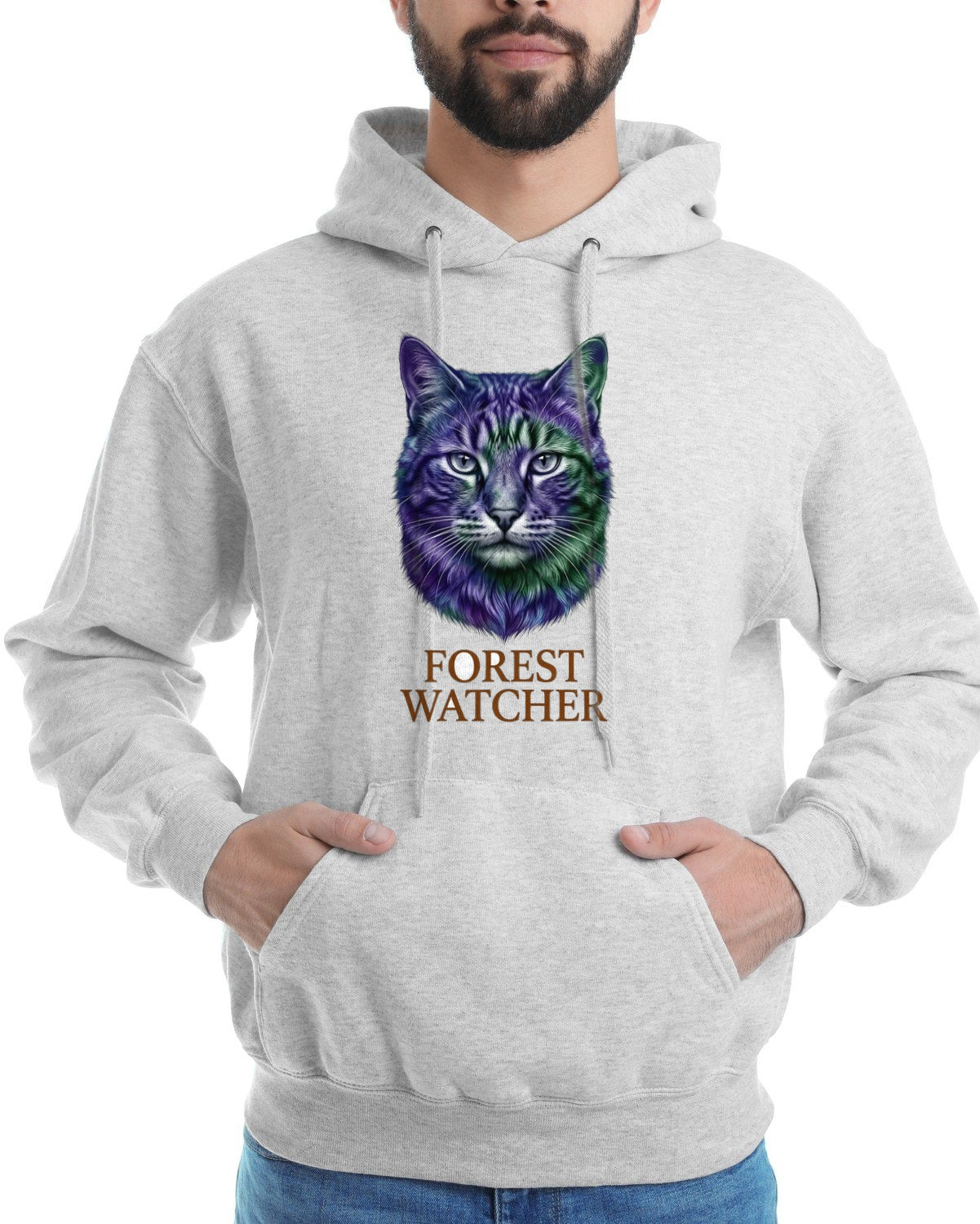 Mystical Mountain Cat Stare Tie-Dye Hoodie — lifestyle photo