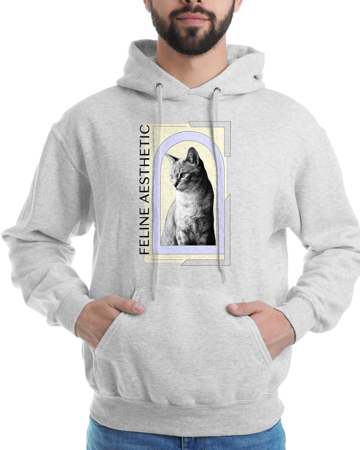 Editorial Feline Chic Portrait Hoodie — lifestyle photo