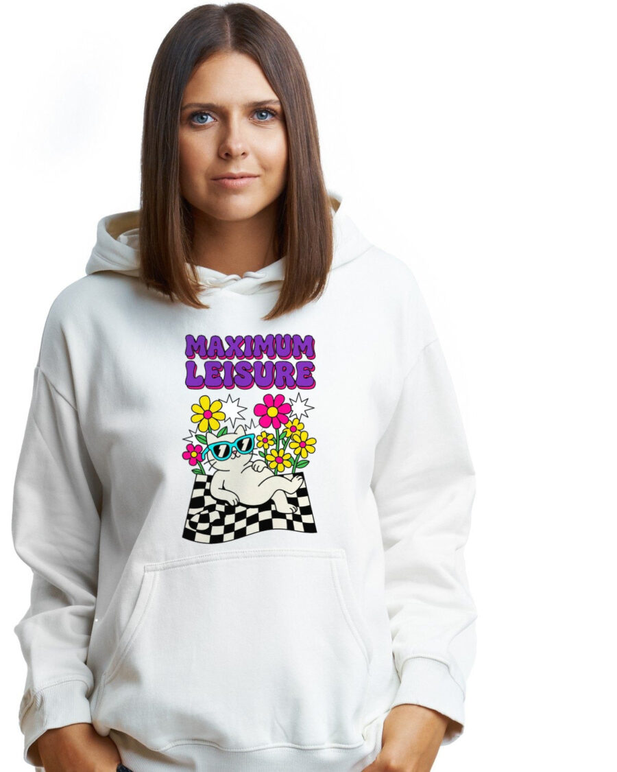 Maximum Leisure Psychedelic Cat Hoodie — lifestyle photo