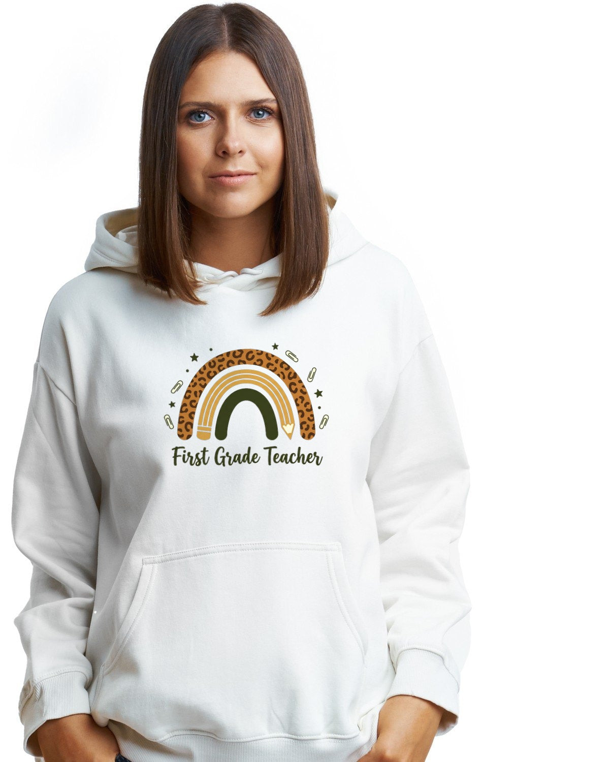 Boho Leopard Rainbow Grade Level Hoodie — lifestyle photo