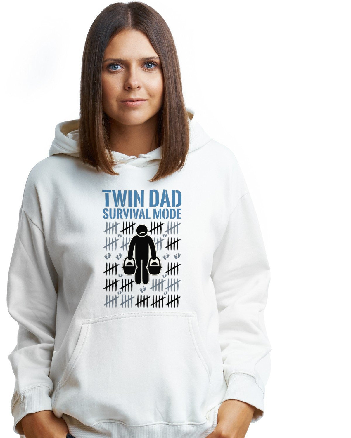 Twin Dad Survival Tally Tracker Hoodie — lifestyle photo