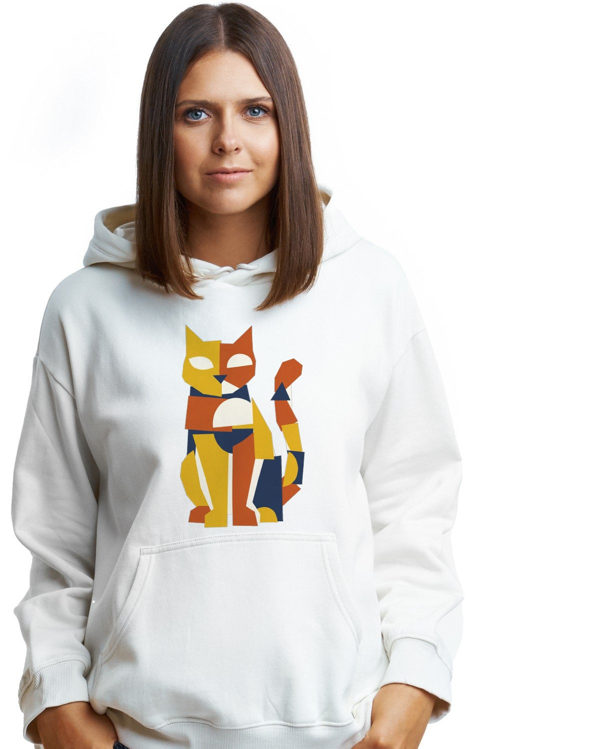 Avant-Garde Paper Cutout Feline Hoodie — lifestyle photo