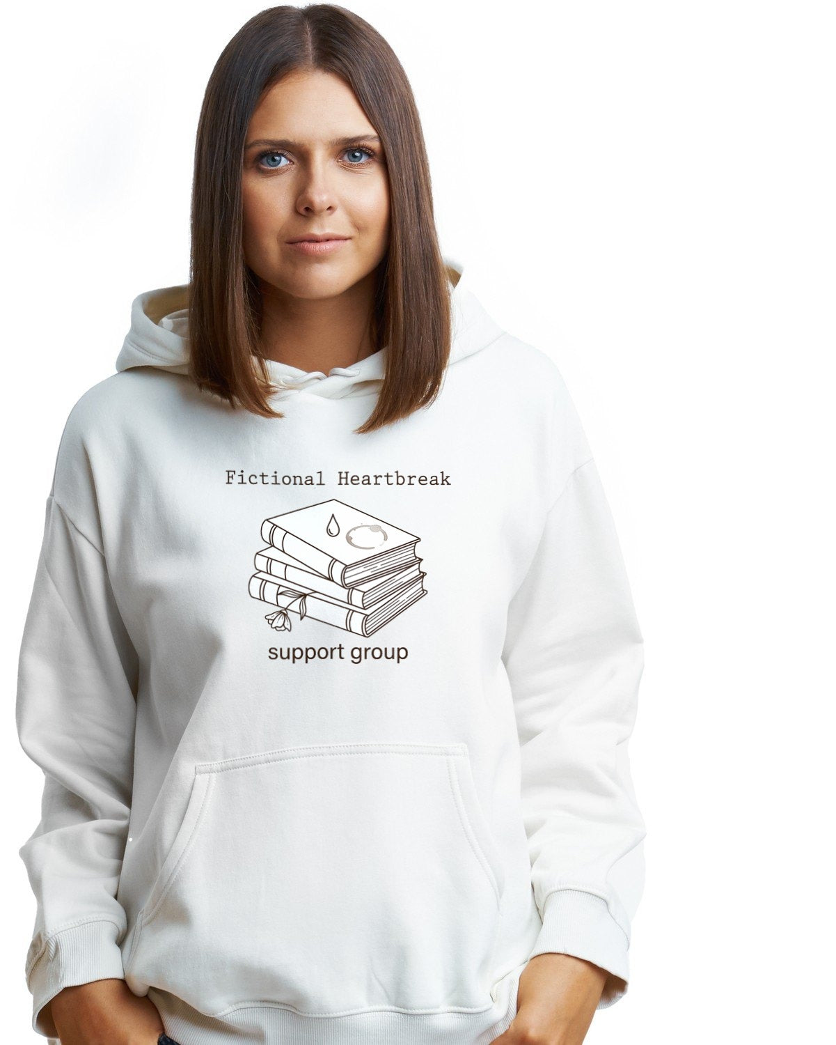 Fictional Heartbreak Support Group Hoodie — lifestyle photo