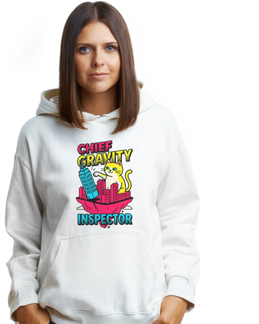 Chief Gravity Inspector Kaiju Cat Hoodie — lifestyle photo