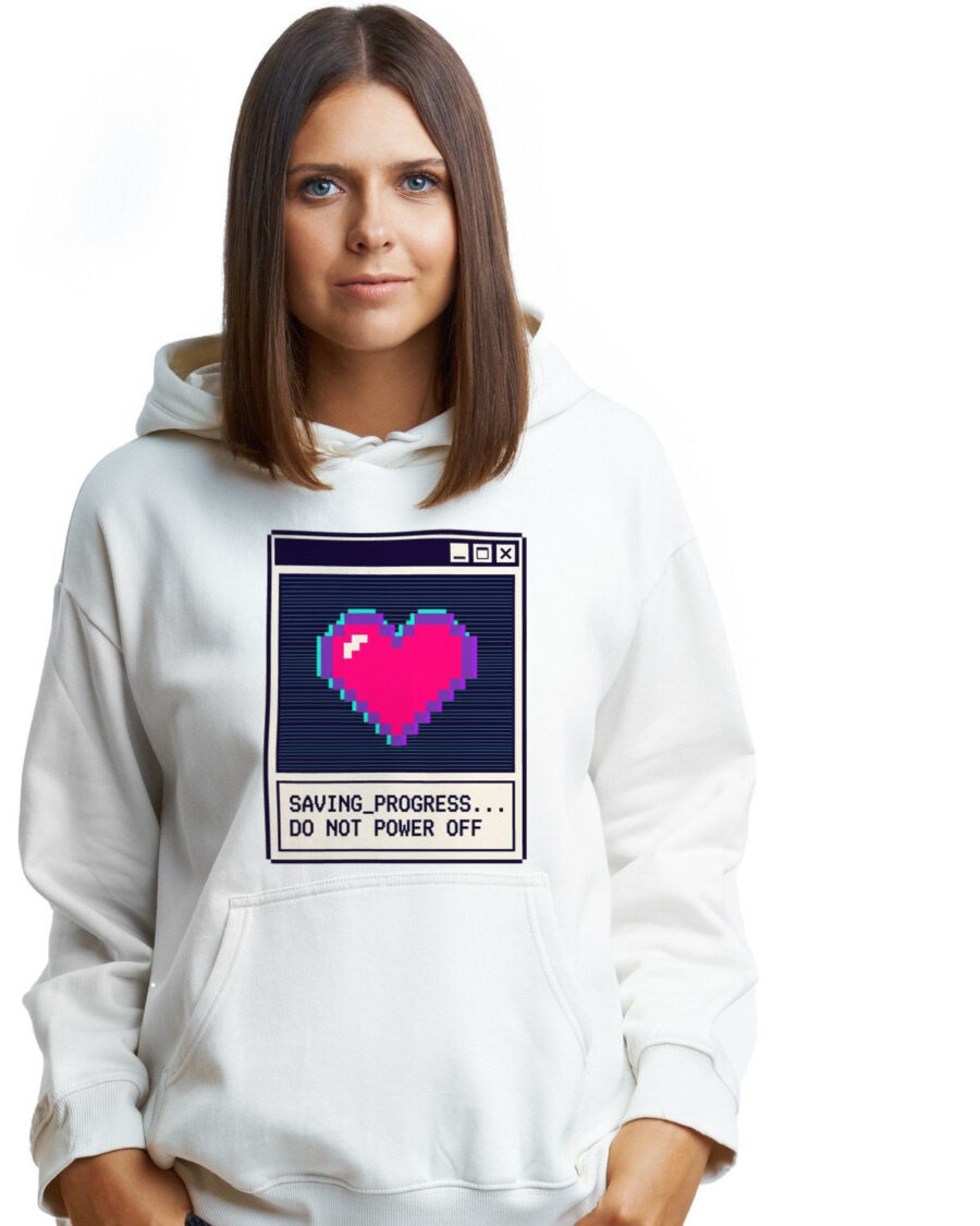 Save Progress Retro Glitch Window Hoodie — lifestyle photo