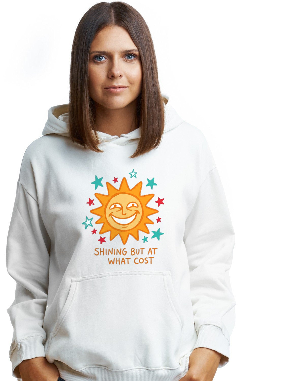 Shining But At What Cost Sun Doodle Hoodie — lifestyle photo