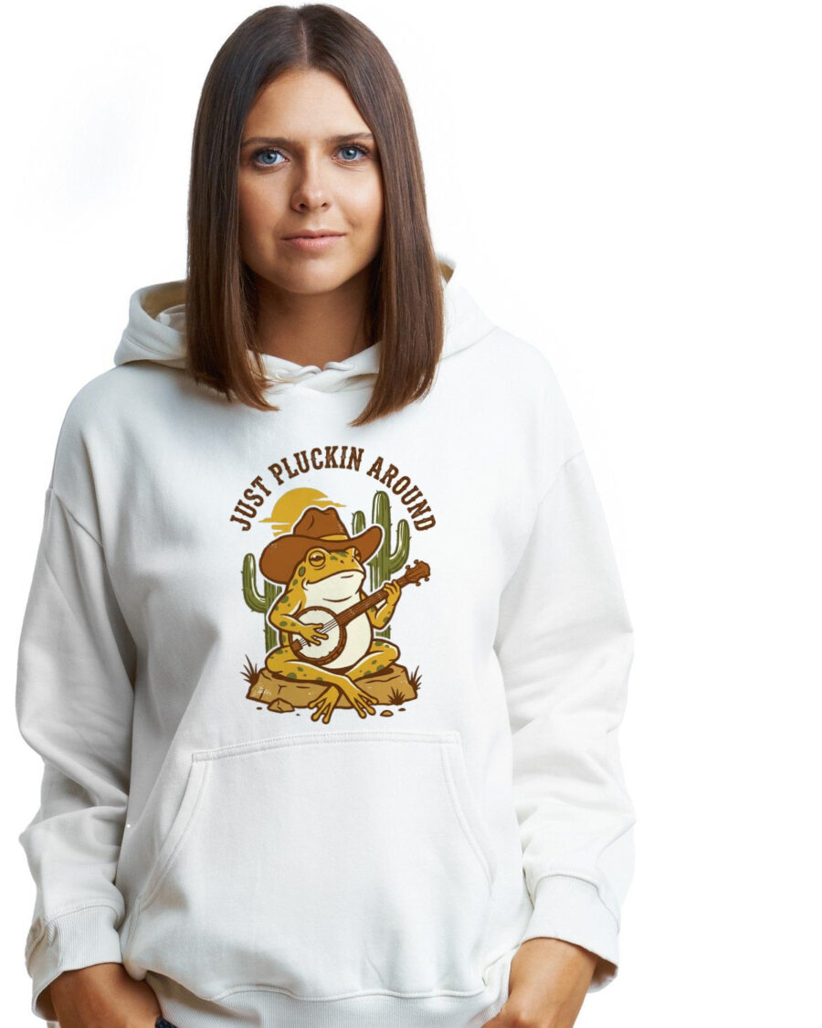 Desert Strummer Cowboy Toad Hoodie — lifestyle photo