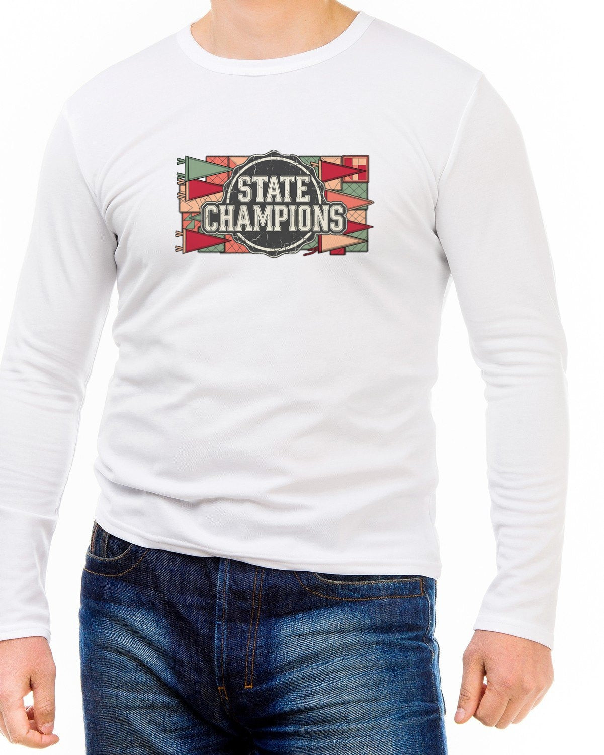 Vintage Varsity Patchwork Tee Long Sleeve — lifestyle photo