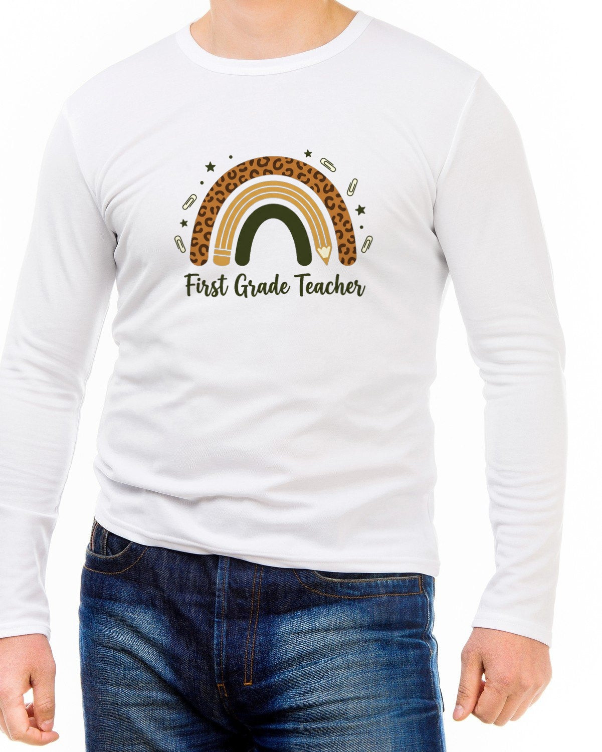 Boho Leopard Rainbow Grade Level Long Sleeve — lifestyle photo