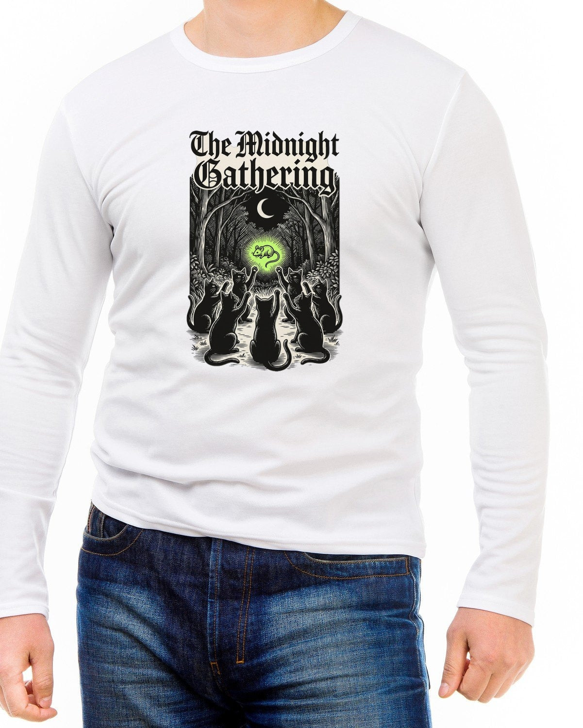 Midnight Coven Catnip Ritual Tee Long Sleeve — lifestyle photo