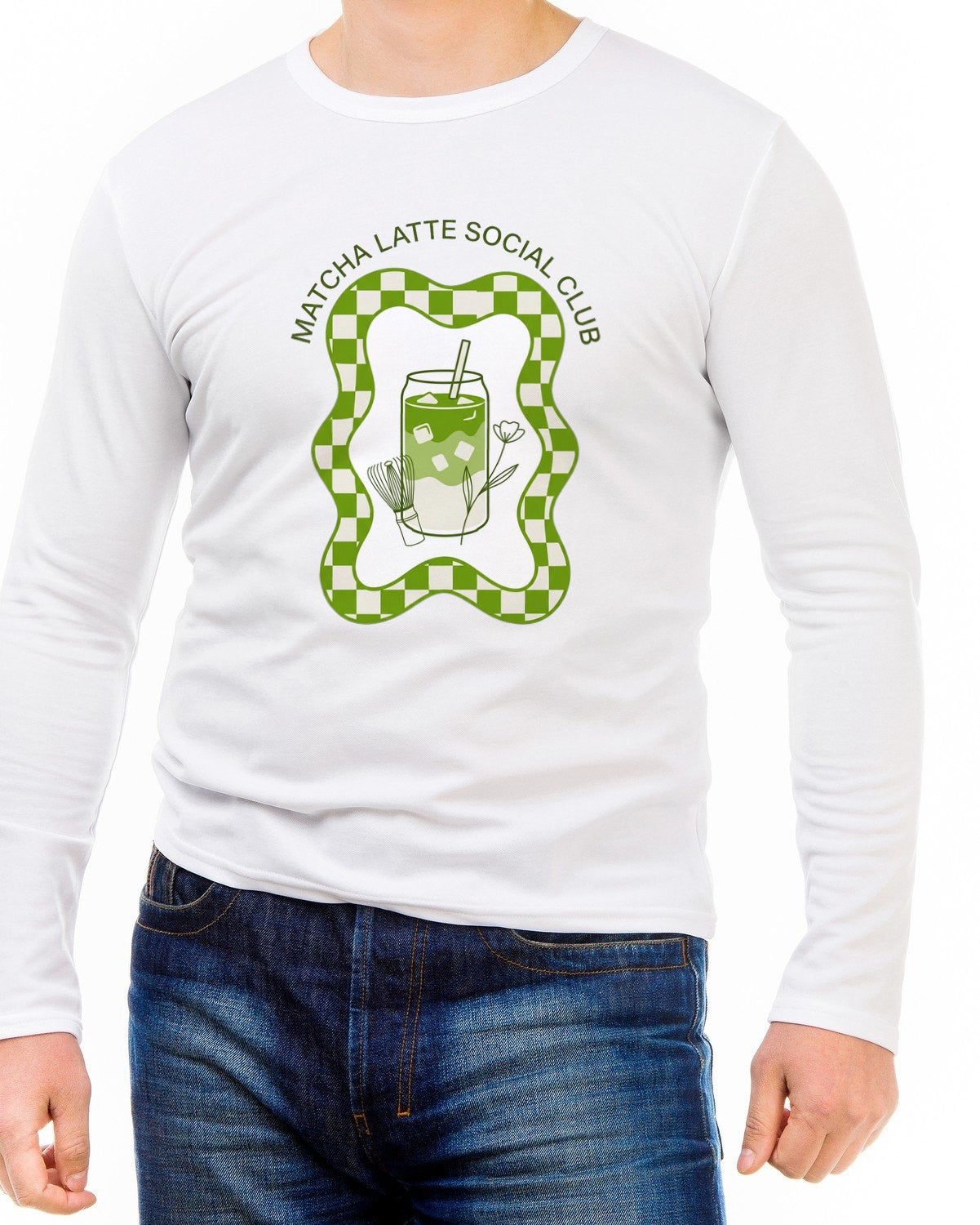 Wavy Checkerboard Matcha Ritual Long Sleeve — lifestyle photo