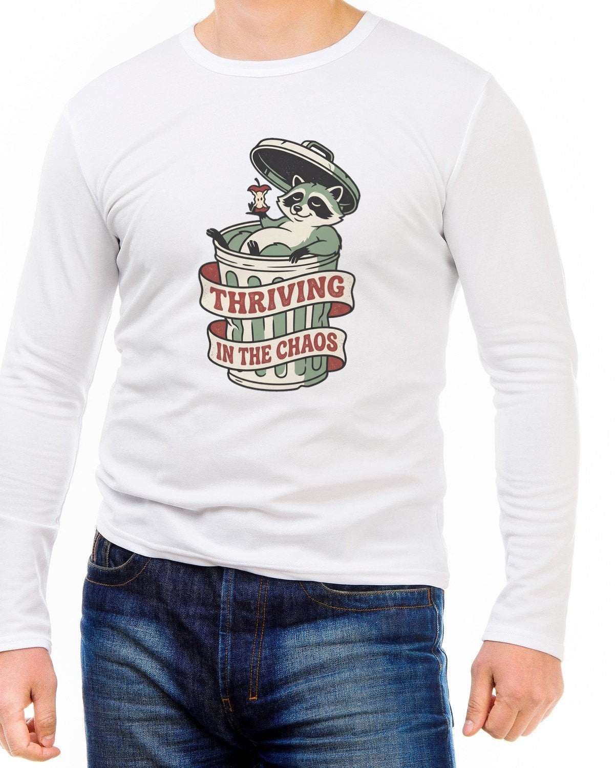 Thriving In The Chaos Raccoon Tee Long Sleeve — lifestyle photo