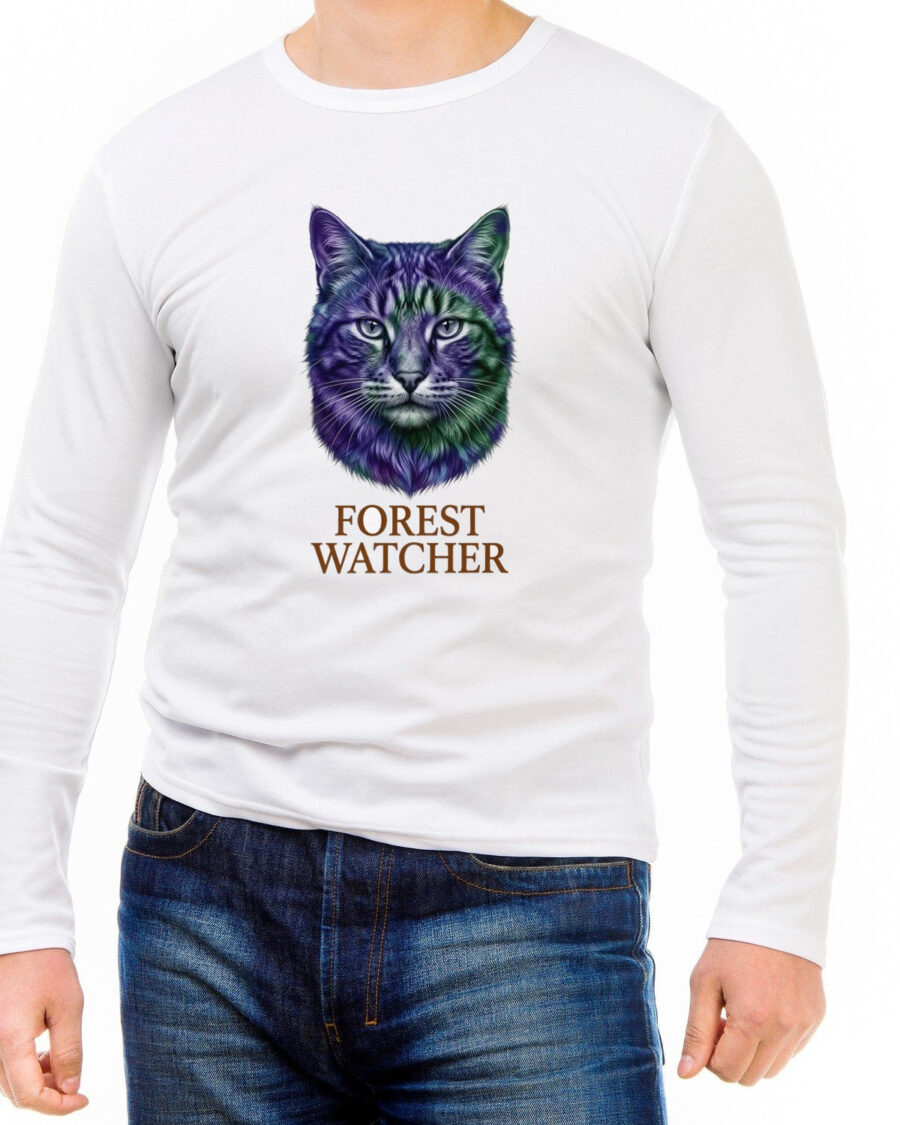 Mystical Mountain Cat Stare Tie-Dye Long Sleeve — lifestyle photo