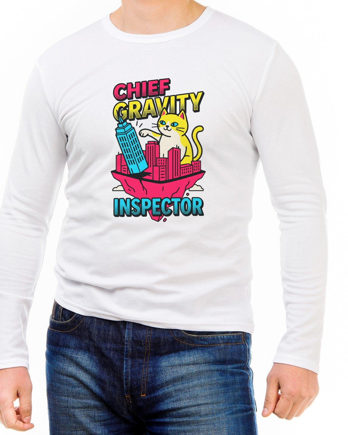 Chief Gravity Inspector Kaiju Cat Long Sleeve — lifestyle photo