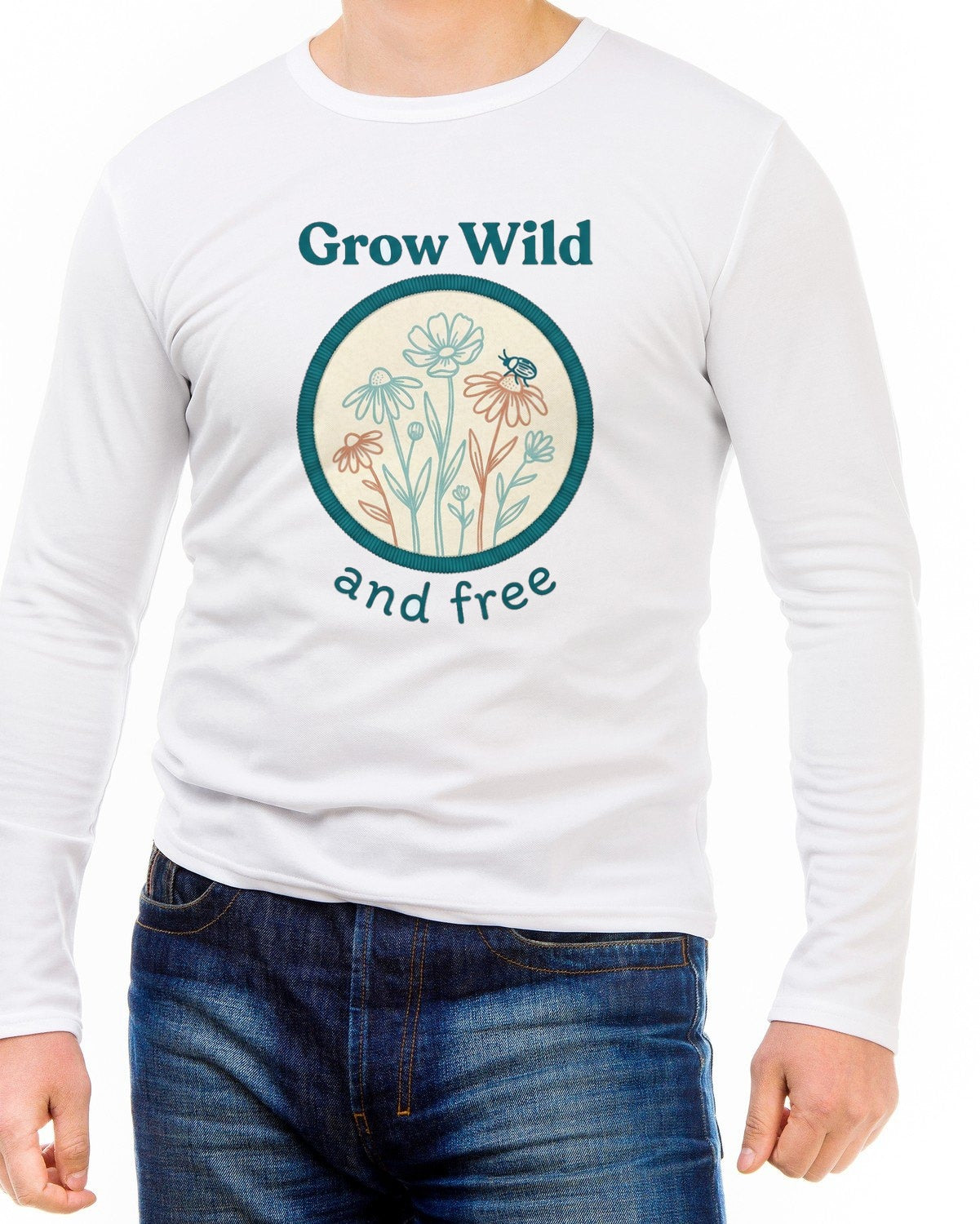 Stitched Meadow & Little Beetle Faux Embroidery Long Sleeve — lifestyle photo