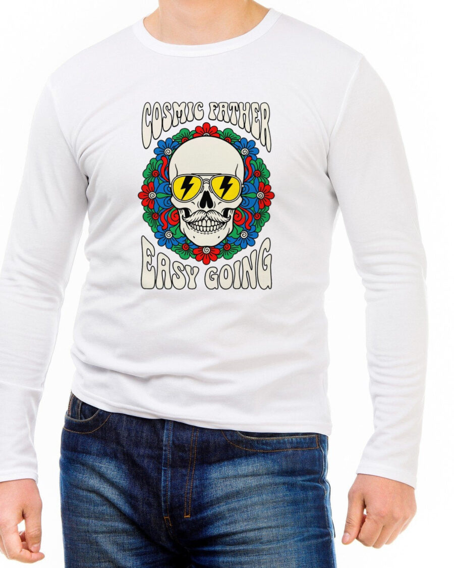 Cosmic Father Psychedelic Skull Long Sleeve — lifestyle photo