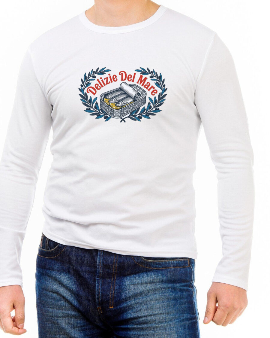 Retro Italian Sardine Tin Art Long Sleeve — lifestyle photo