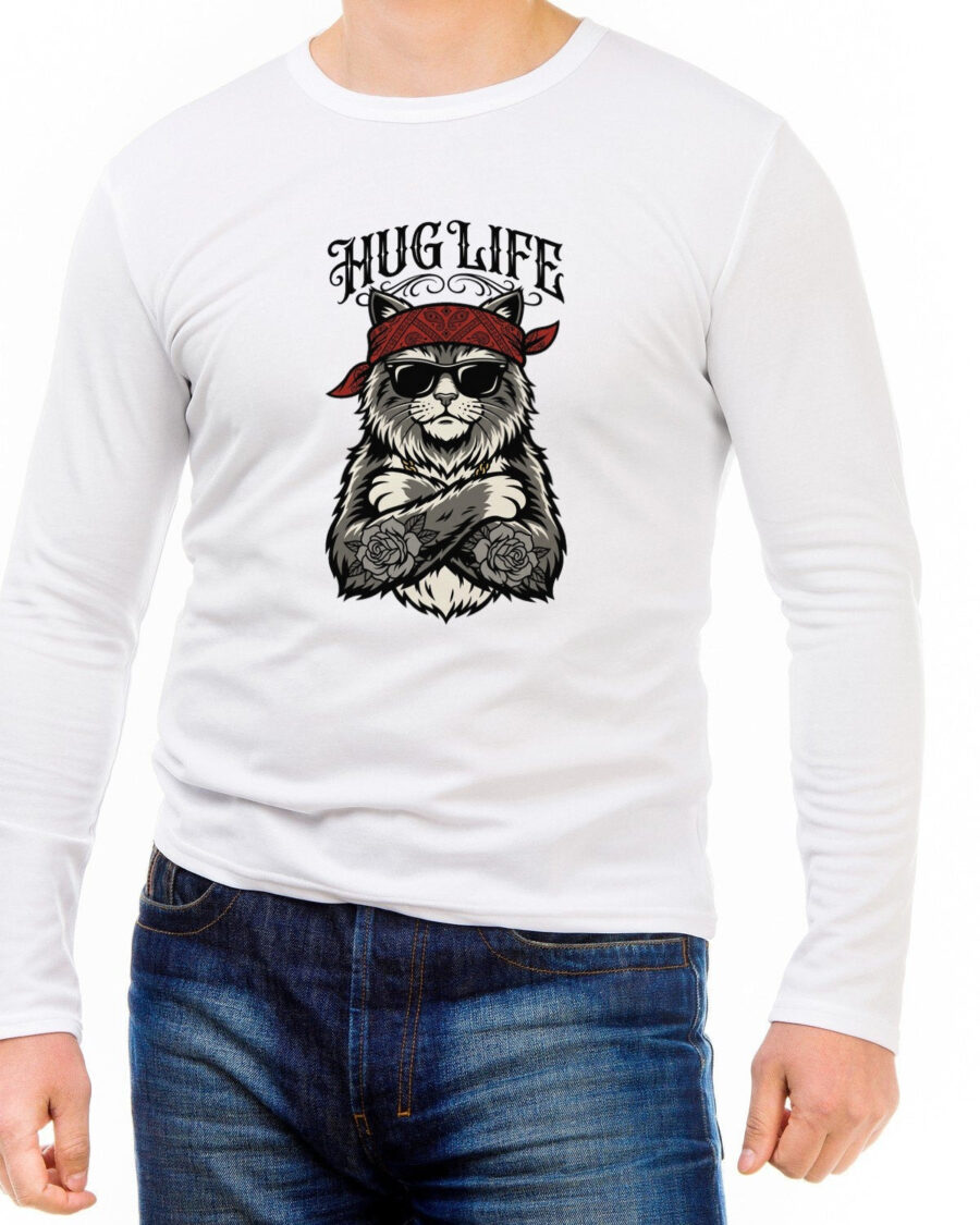 Hug Life Hardcore Bandana Feline Long Sleeve — lifestyle photo