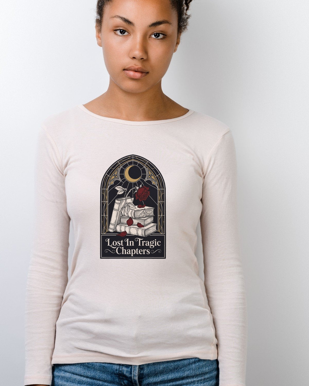 Tragic Chapters Stained Glass Rose Long Sleeve — lifestyle photo