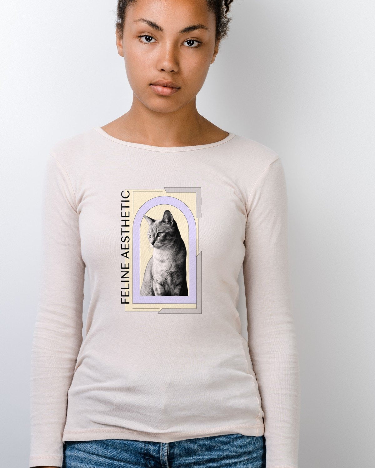 Editorial Feline Chic Portrait Long Sleeve — lifestyle photo