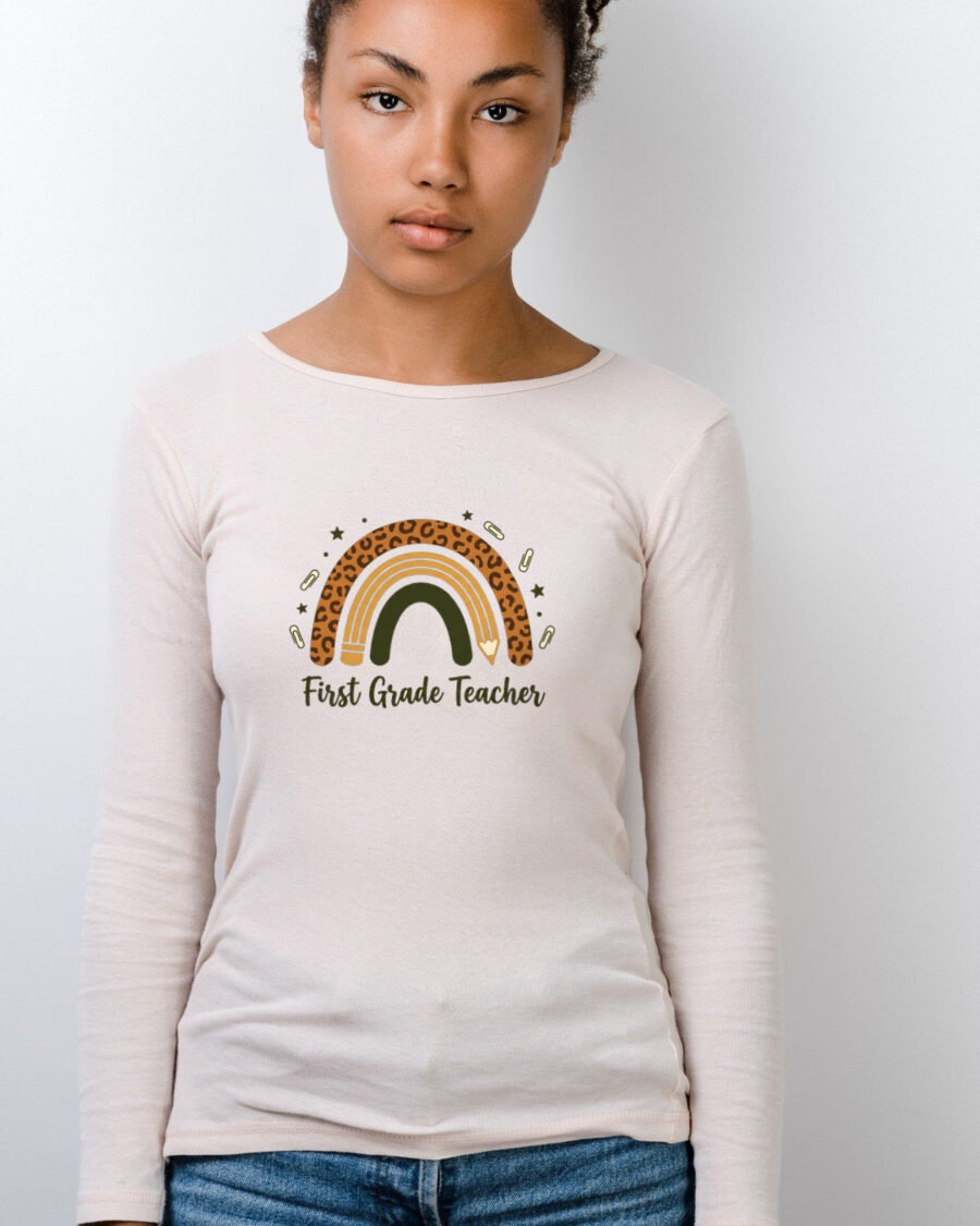 Boho Leopard Rainbow Grade Level Long Sleeve — lifestyle photo