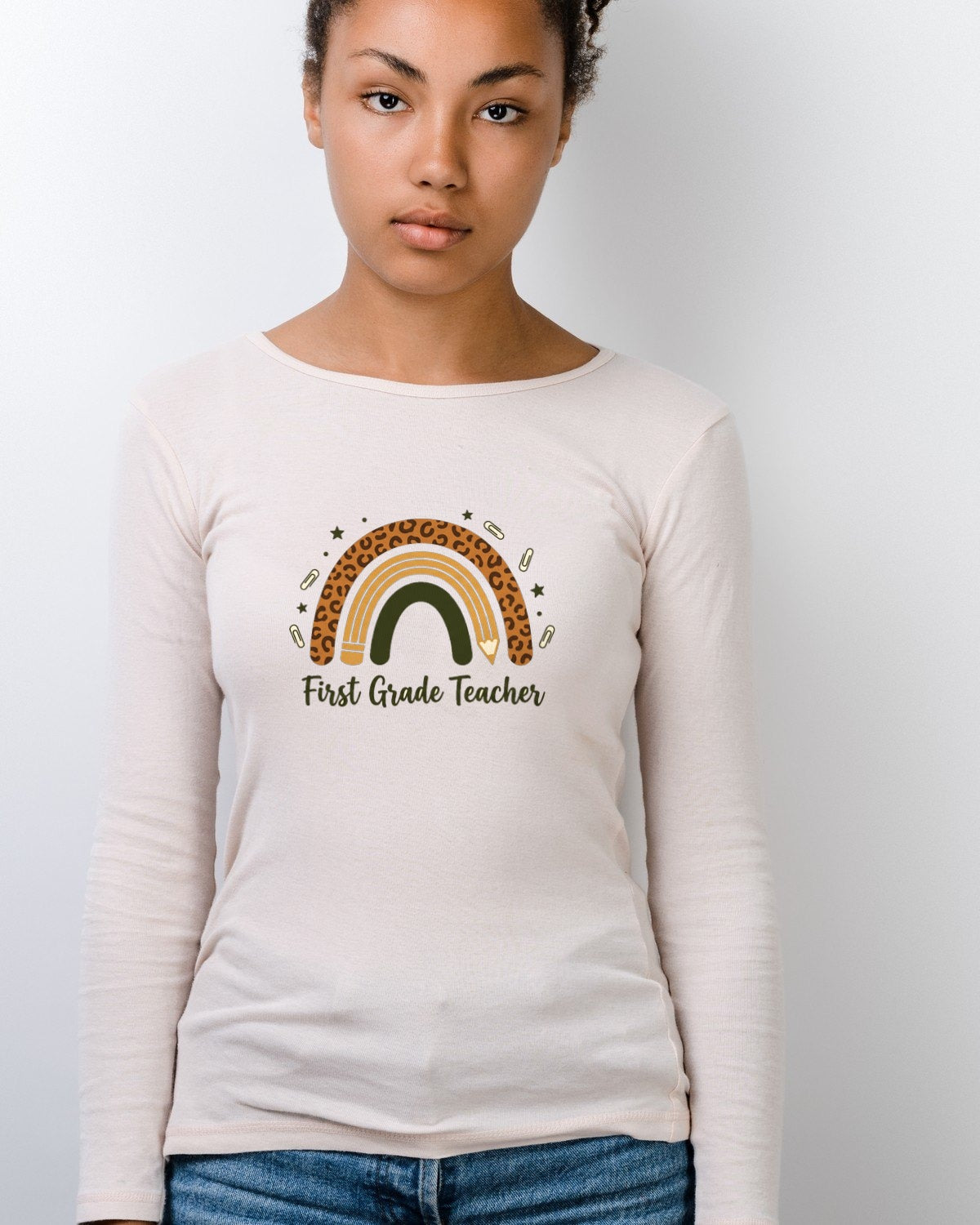 Boho Leopard Rainbow Grade Level Long Sleeve — lifestyle photo
