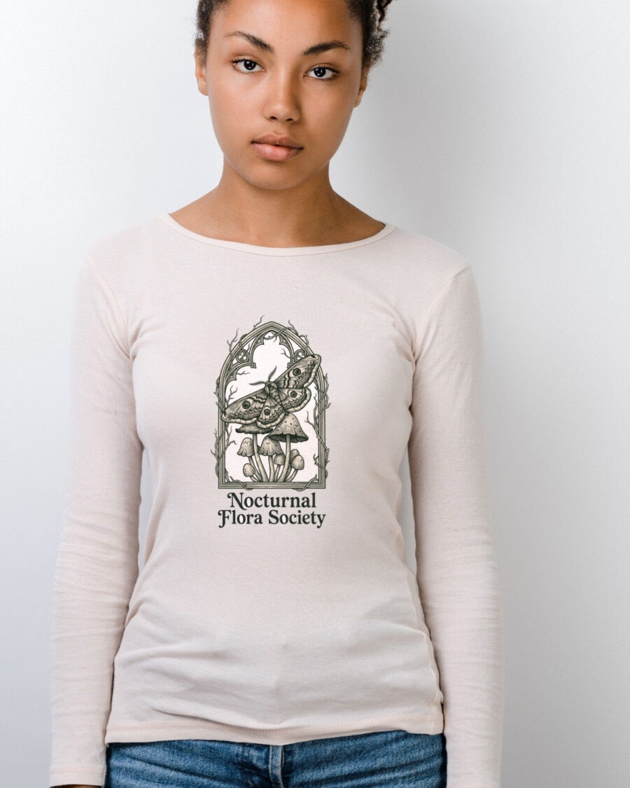 Nocturnal Flora Society Gothic Moth Long Sleeve — lifestyle photo