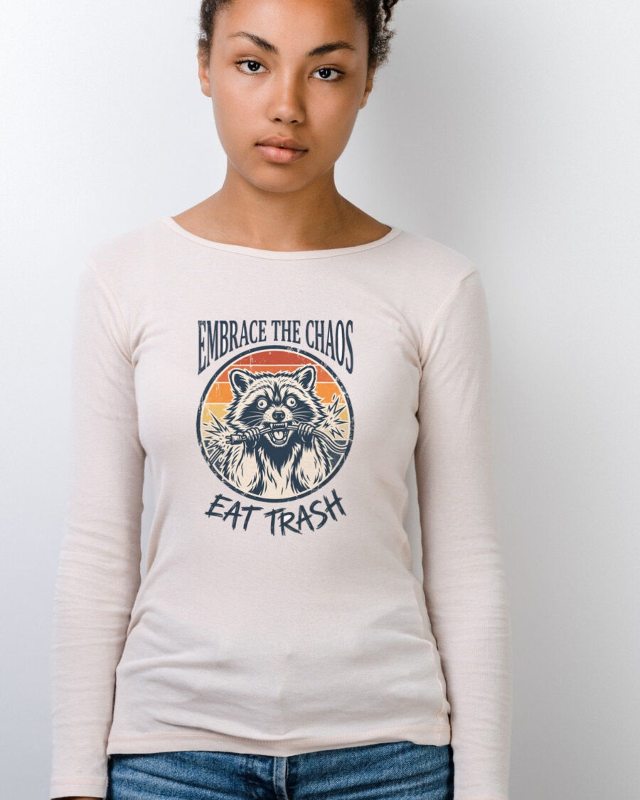 Feral & Free Retro Trash Panda Long Sleeve — lifestyle photo