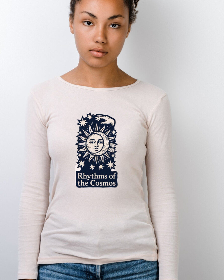 Celestial Balance Linocut Eclipse Long Sleeve — lifestyle photo