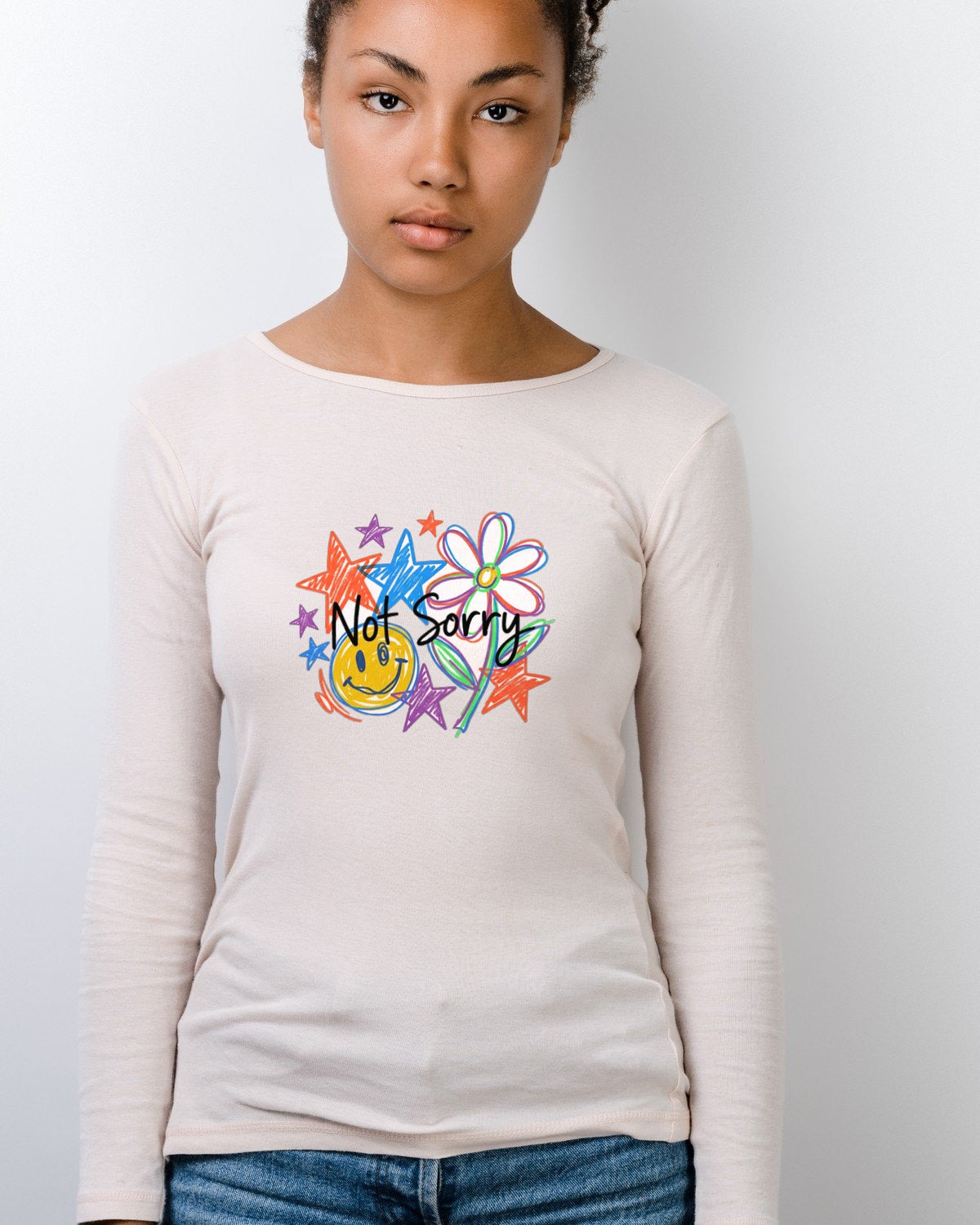 Scribble Your Own Rules Doodle Tee Long Sleeve — lifestyle photo