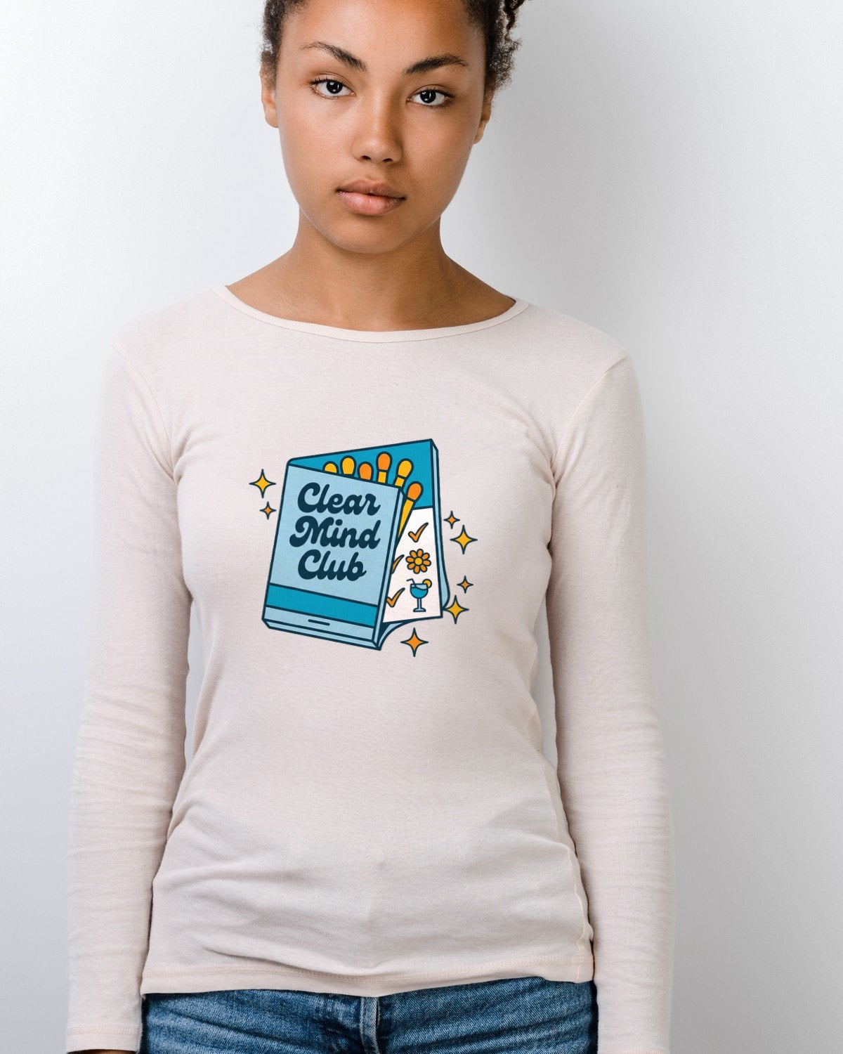 Clear Mind Club Retro Matchbook Long Sleeve — lifestyle photo
