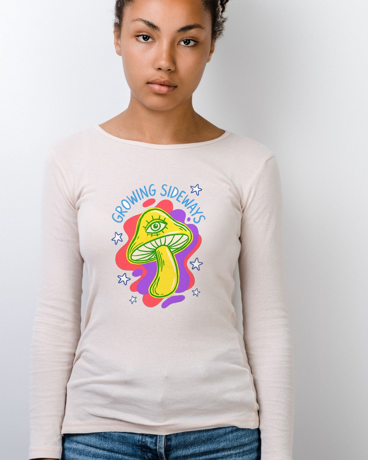 Happy Little Weirdo Mushroom Tee Long Sleeve — lifestyle photo