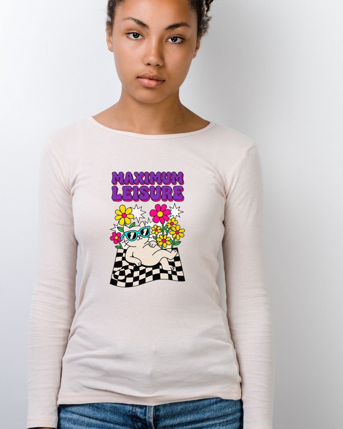 Maximum Leisure Psychedelic Cat Long Sleeve — lifestyle photo