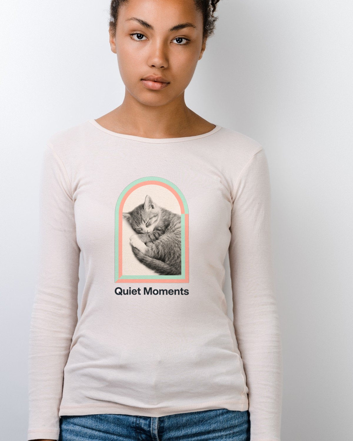 Pastel Window Dreaming Kitten Long Sleeve — lifestyle photo