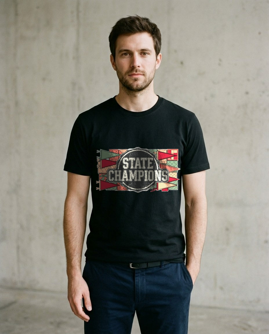 Vintage Varsity Patchwork Tee — lifestyle photo