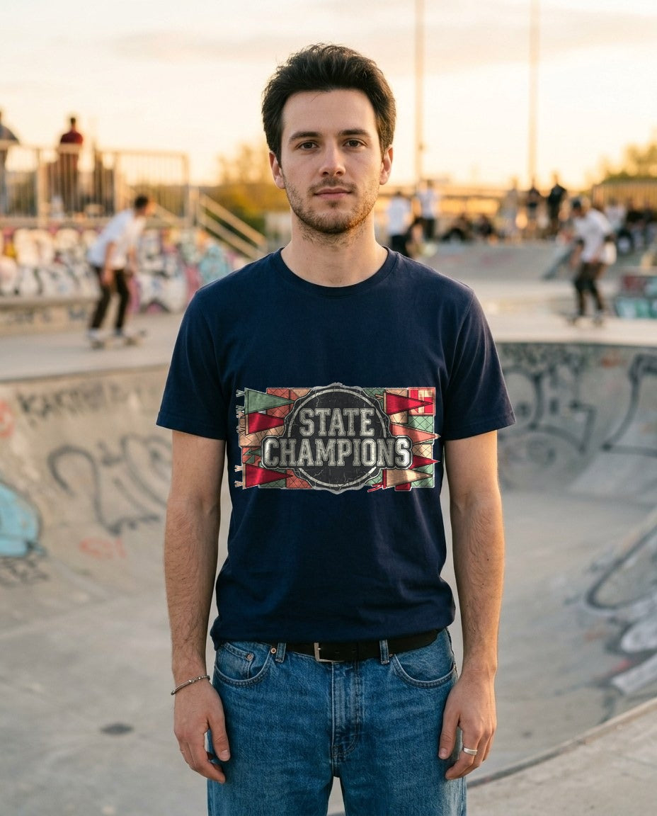 Vintage Varsity Patchwork Tee — lifestyle photo