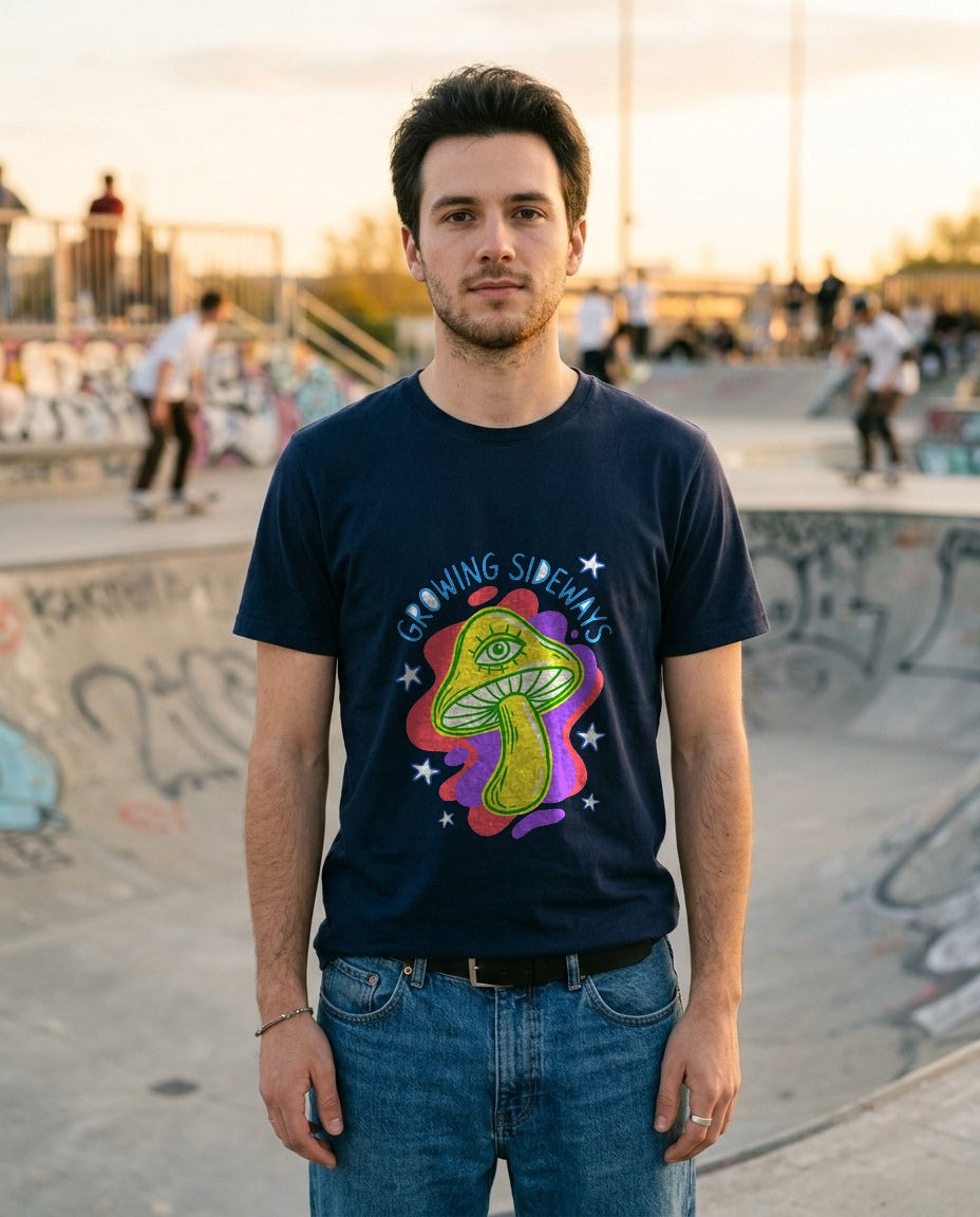 Happy Little Weirdo Mushroom Tee — lifestyle photo