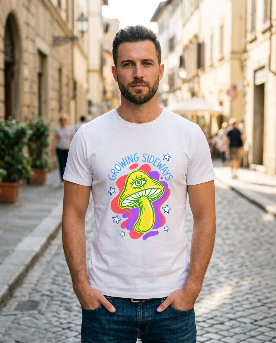 Happy Little Weirdo Mushroom Tee — lifestyle photo